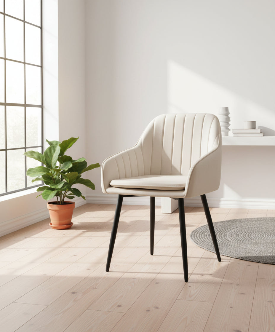 Lot 2 Chaises Salle à Manger Velours Beige Pieds Noir 45x46x82cm – PAMS