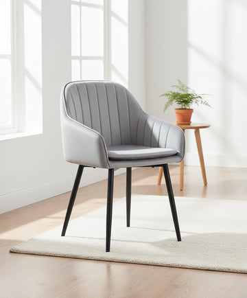 Lot 2 Chaises Salle à Manger Velours Gris Pieds Noir 45x46x82cm – PAMS