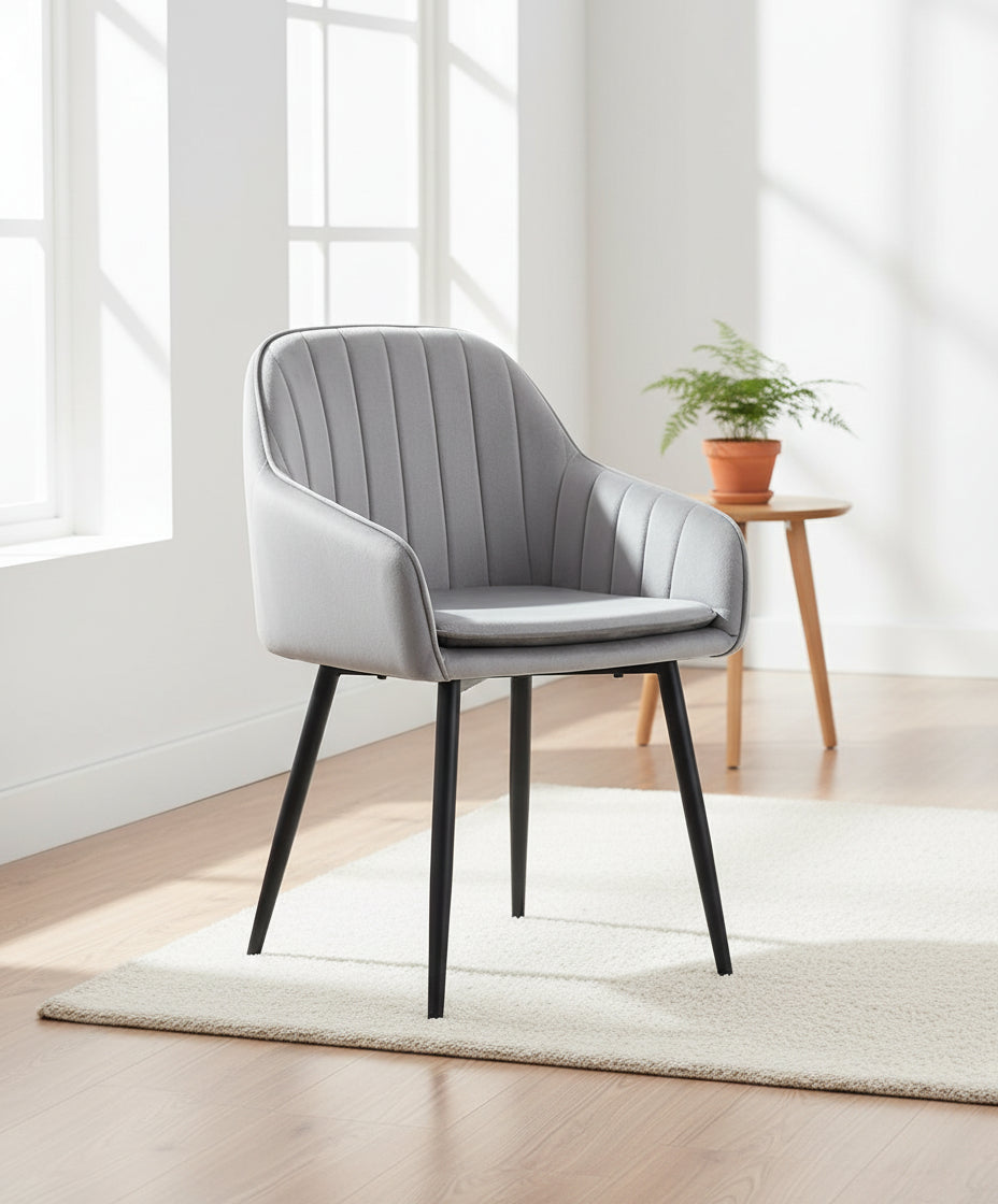 Lot 2 Chaises Salle à Manger Velours Gris Pieds Noir 45x46x82cm – PAMS