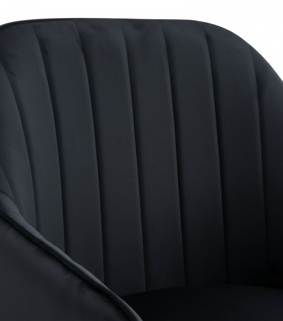 Lot de 2 Chaises Salle à Manger Velours Noir Pieds Métal Noir - PAMS
