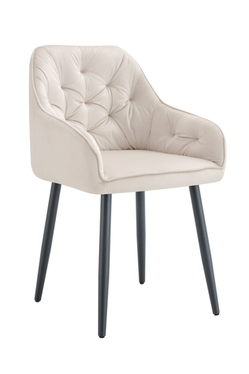Chaise JADE Velours Métal Noir avec Accoudoirs #couleur_beige