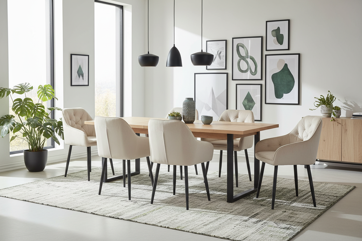 Lot 2 Chaises Salle à Manger Jade Accoudoirs Velours Beige Pieds Métal Noir 53,5x53x84cm
