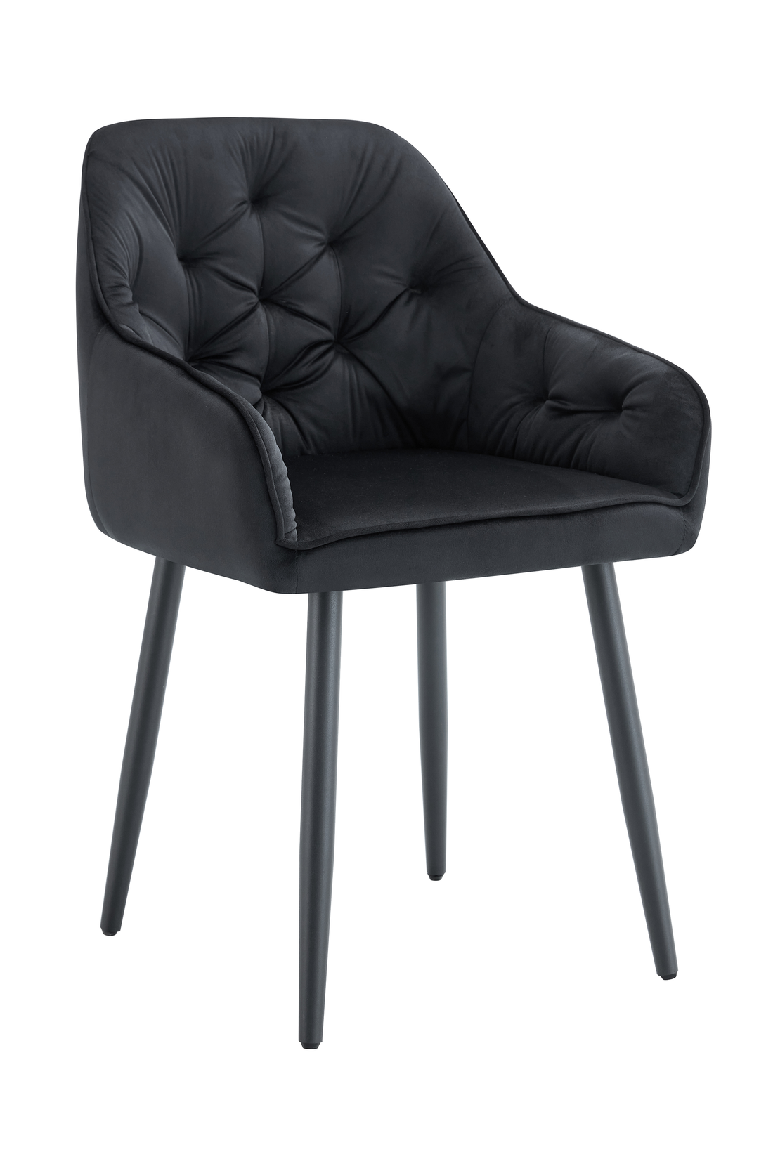 Chaise JADE Velours Métal Noir avec Accoudoirs #couleur_noir