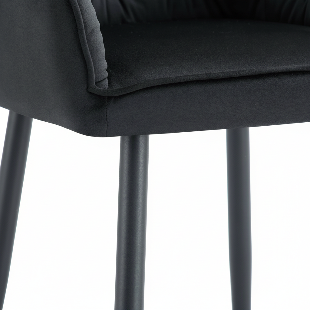 Lot 2 Chaises Salle à Manger Jade Accoudoirs Velours Noir Pieds Métal Noir 53,5x53x84cm