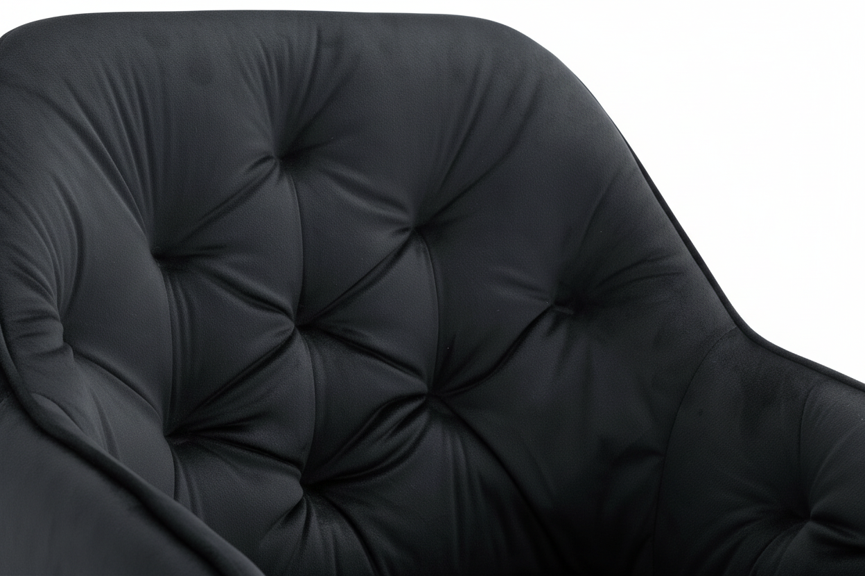 Lot 2 Chaises Salle à Manger Jade Accoudoirs Velours Noir Pieds Métal Noir 53,5x53x84cm
