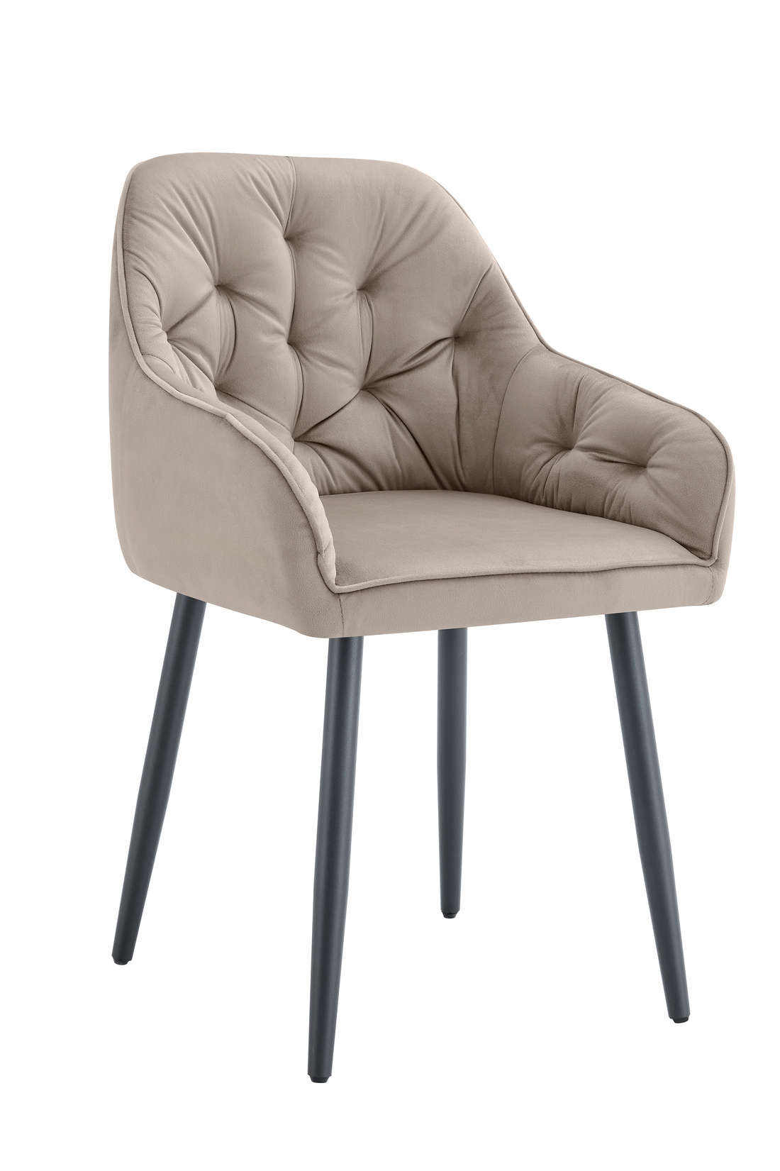 Chaise JADE Velours Métal Noir avec Accoudoirs #couleur_taupe