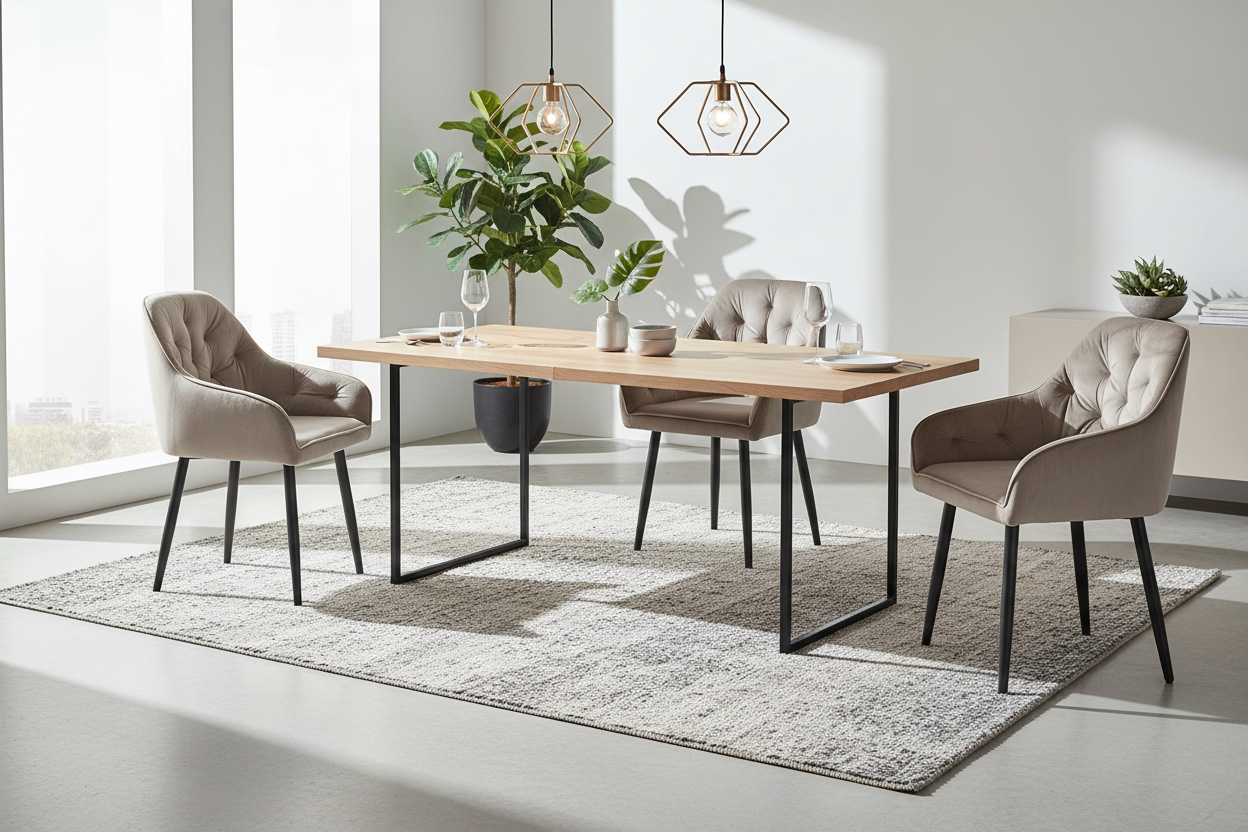Lot 2 Chaises Salle à Manger Jade Accoudoirs Velours Taupe Pieds Métal Noir 53,5x53x84cm