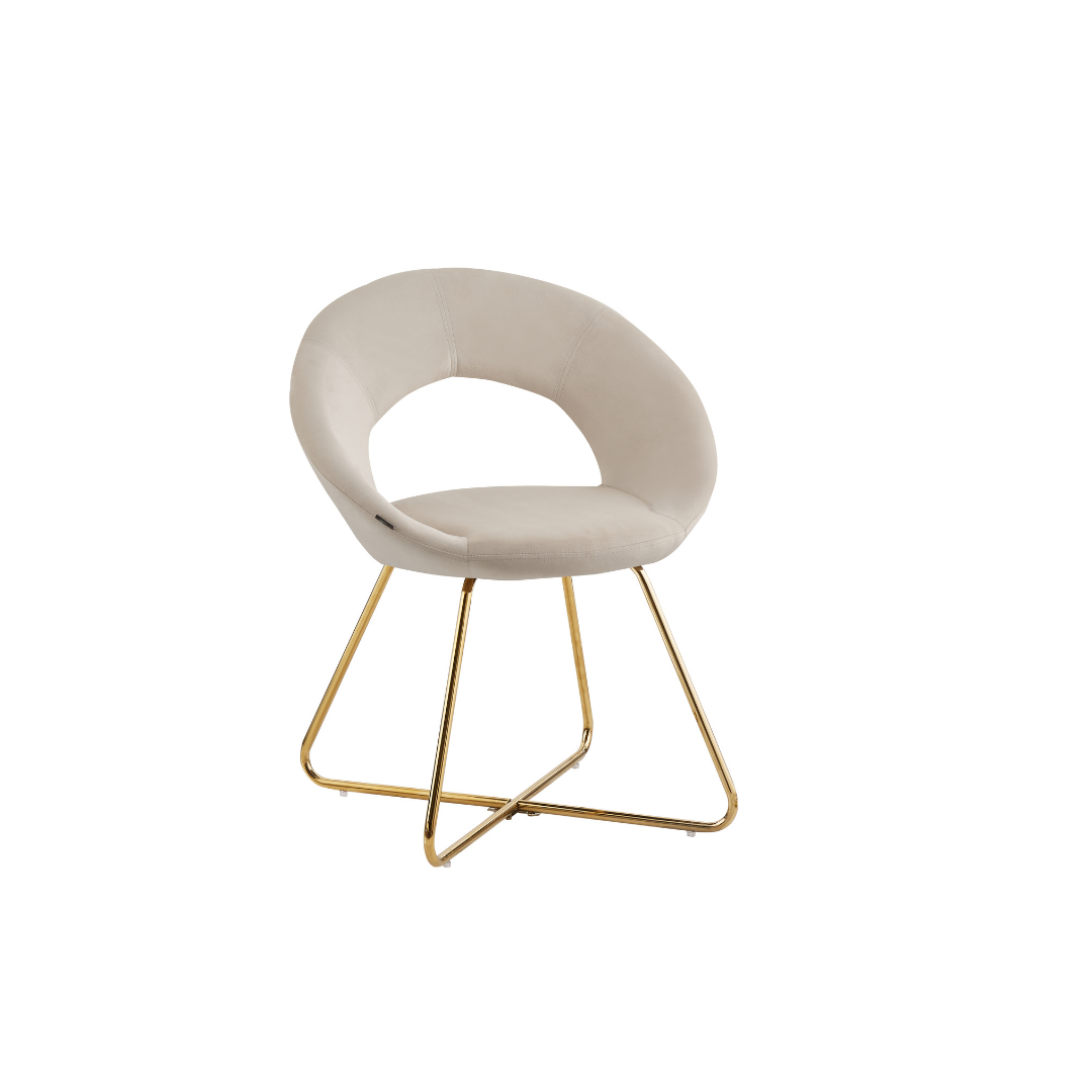 Lot de 4 Chaises BUBBLE Gold velours - écru