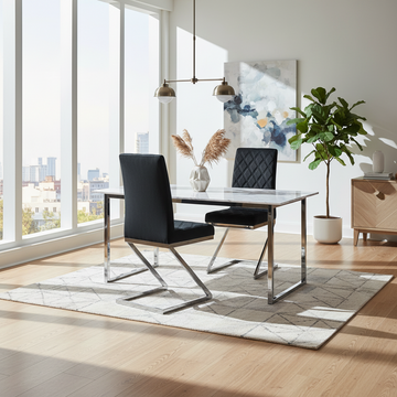 Lot 2 Chaises Salle à Manger Cocomat Velours Noir Pieds Chrome