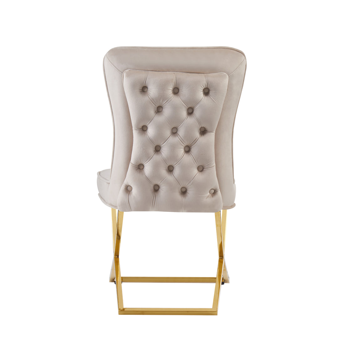 Lot de chaises GABRIELLE Gold Velours Capitonné #couleur_beige