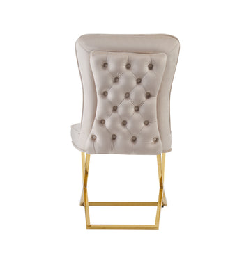 Lot de chaises GABRIELLE Gold Velours Capitonné #couleur_beige