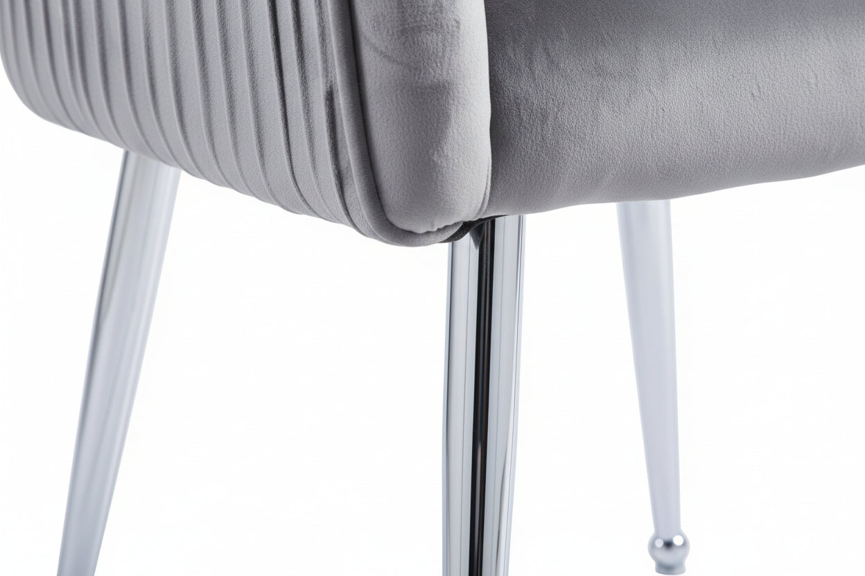 Lot 2 Chaises Salle à Manger Luxury Velours Anthracite Pieds Chrome 52x65,5x93,5cm