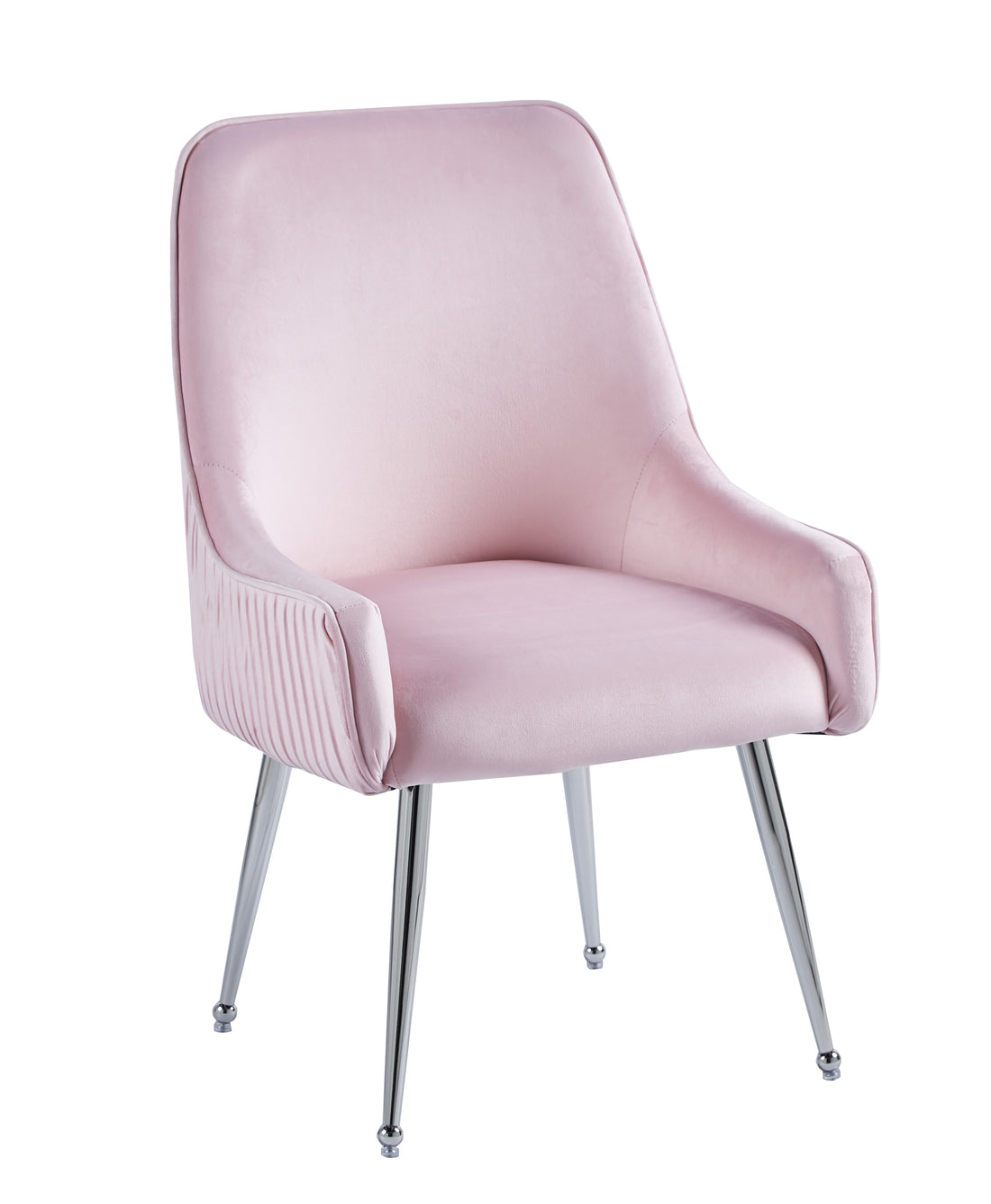 Chaise LUXURY Velours Pieds Chrome 52x65.5x93.5 cm #couleur_rose