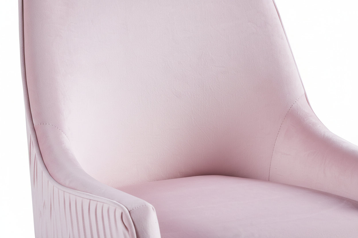 Lot 2 Chaises Salle à Manger Luxury Velours Rose Pieds Chrome 52x65,5x93,5cm
