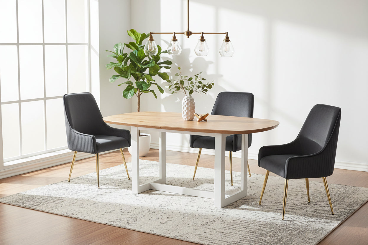 Lot 2 Chaises Salle à Manger Luxury Velours Noir Pieds Gold 56x58x93cm