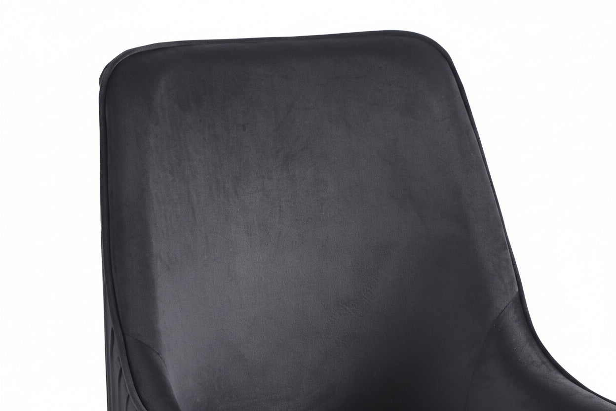 Lot 2 Chaises Salle à Manger Luxury Velours Noir Pieds Gold 56x58x93cm