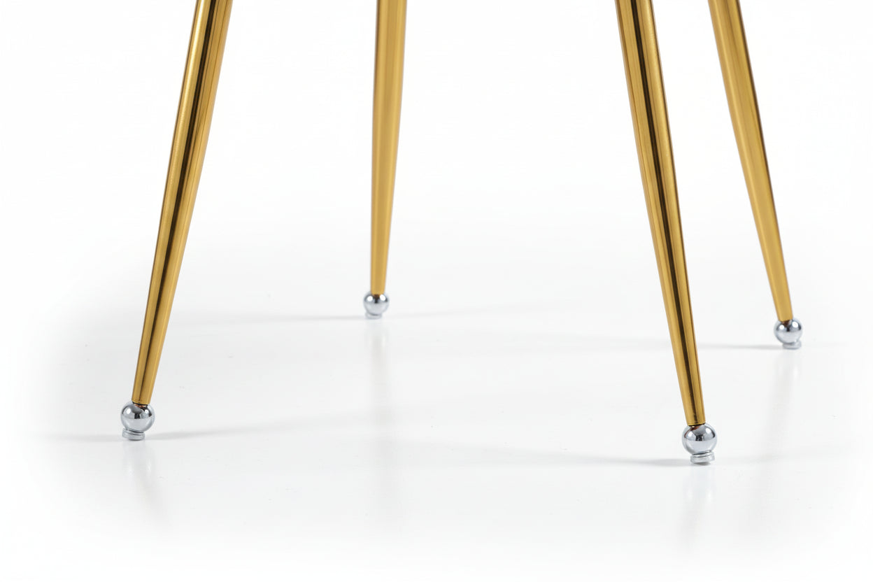 Lot 2 Chaises Salle à Manger Luxury Velours Rose Pieds Gold 56x58x93cm