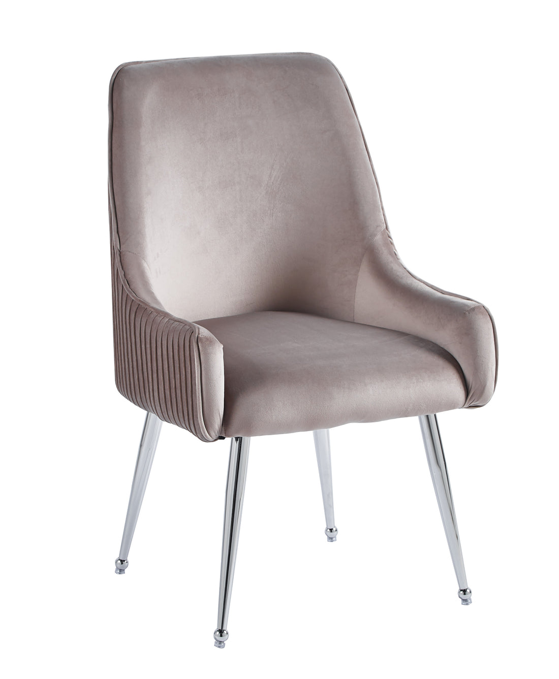 Chaise LUXURY Velours Pieds Chrome 52x65.5x93.5 cm #couleur_moka