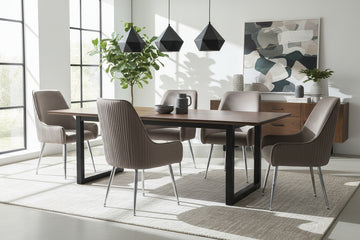 Lot 2 Chaises Salle à Manger Luxury Velours Moka Pieds Chrome 52x65,5x93,5cm
