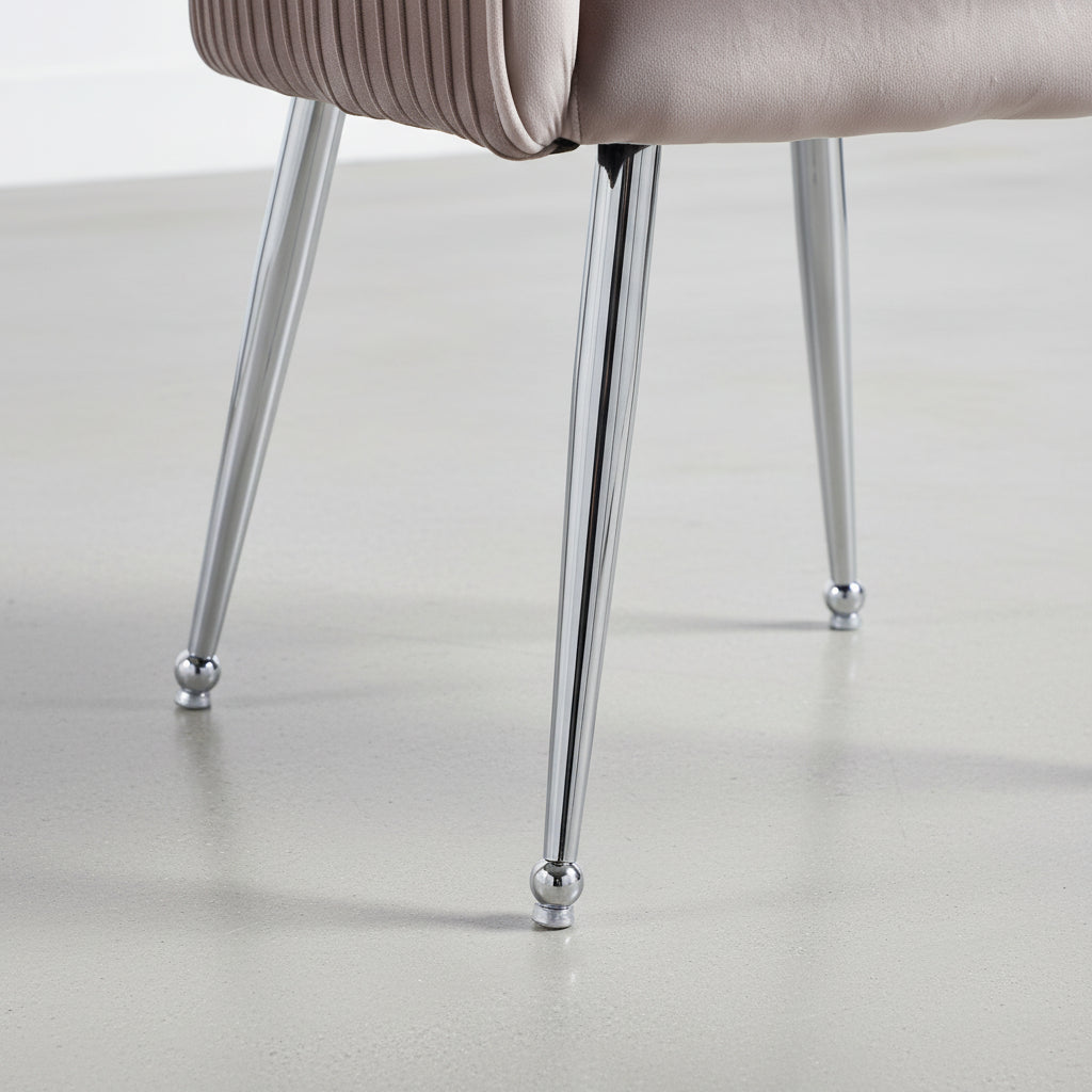 Lot 2 Chaises Salle à Manger Luxury Velours Moka Pieds Chrome 52x65,5x93,5cm