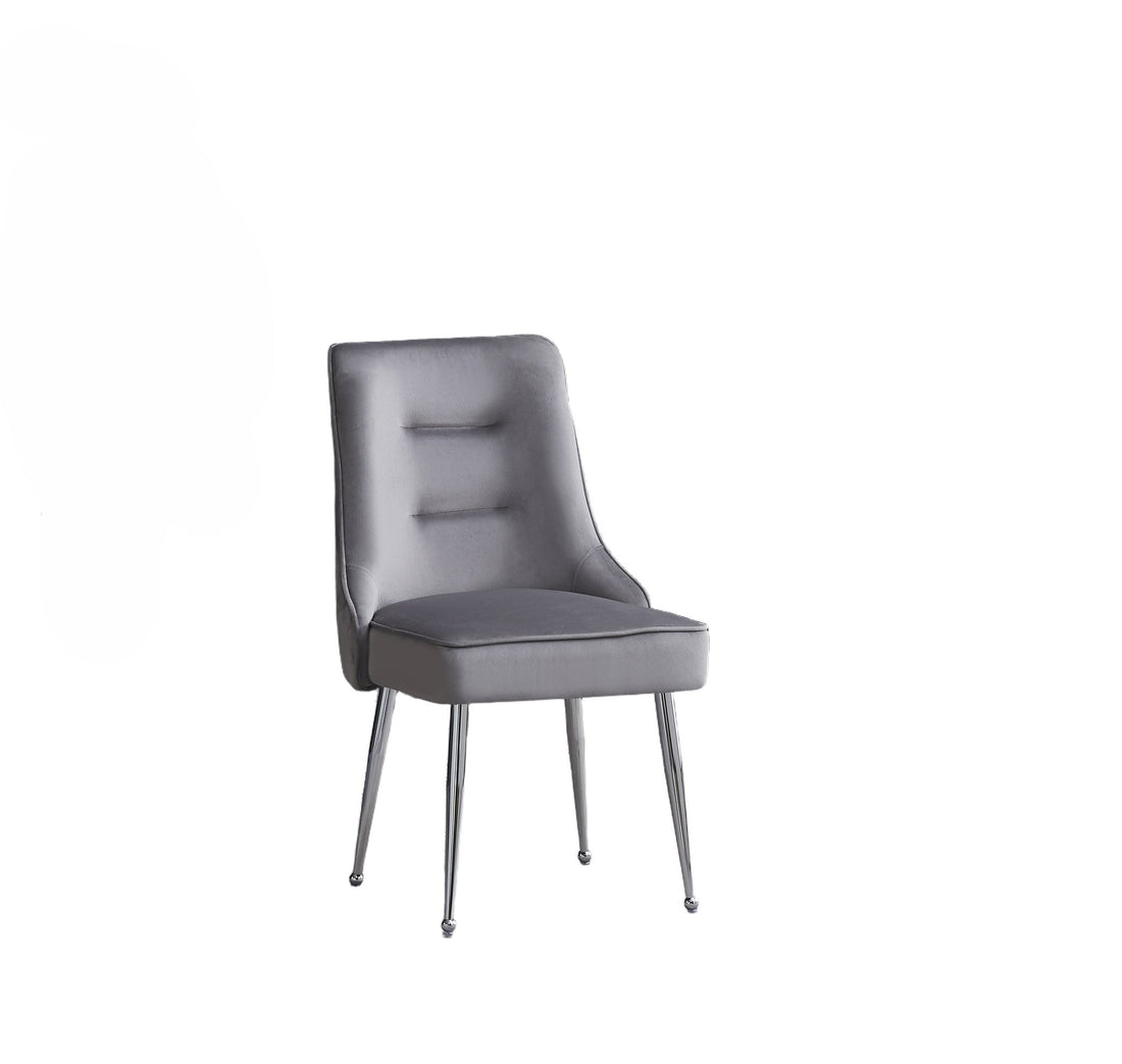 Lot de 2 chaises luxury ZIP en velours pieds chromés #couleur_gris