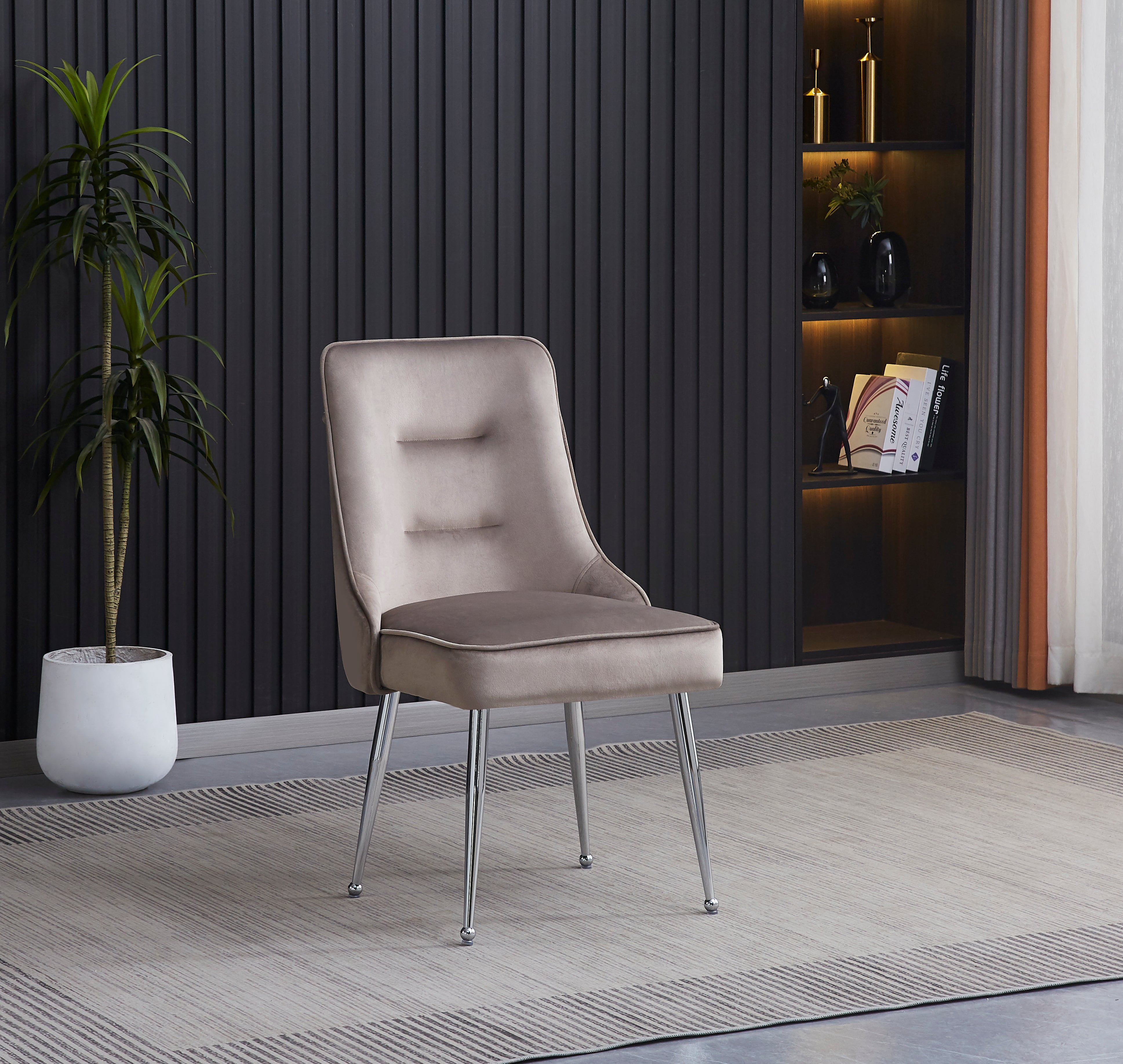 Lot de 2 chaises luxury ZIP en velours pieds chromés #couleur_moka