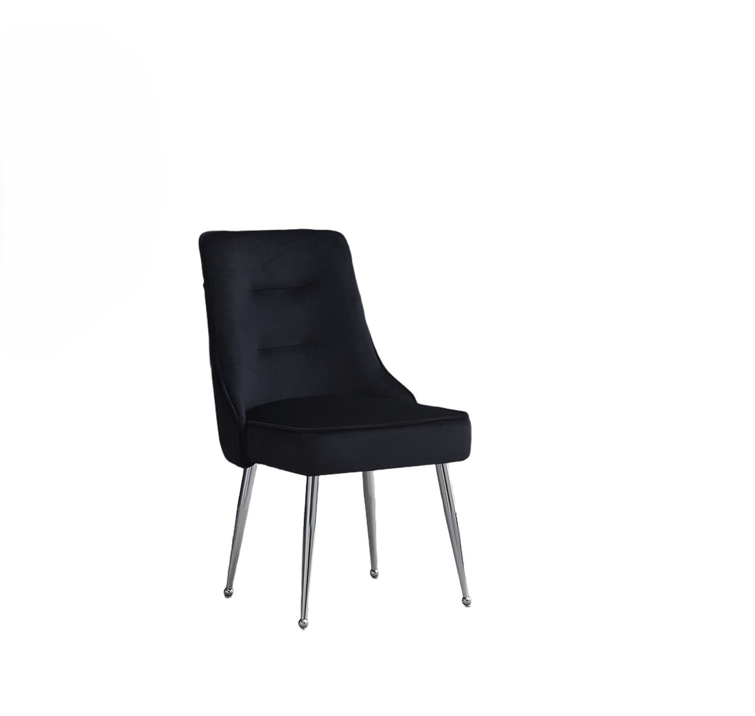 Lot de 2 chaises luxury ZIP en velours pieds chromés #couleur_noir