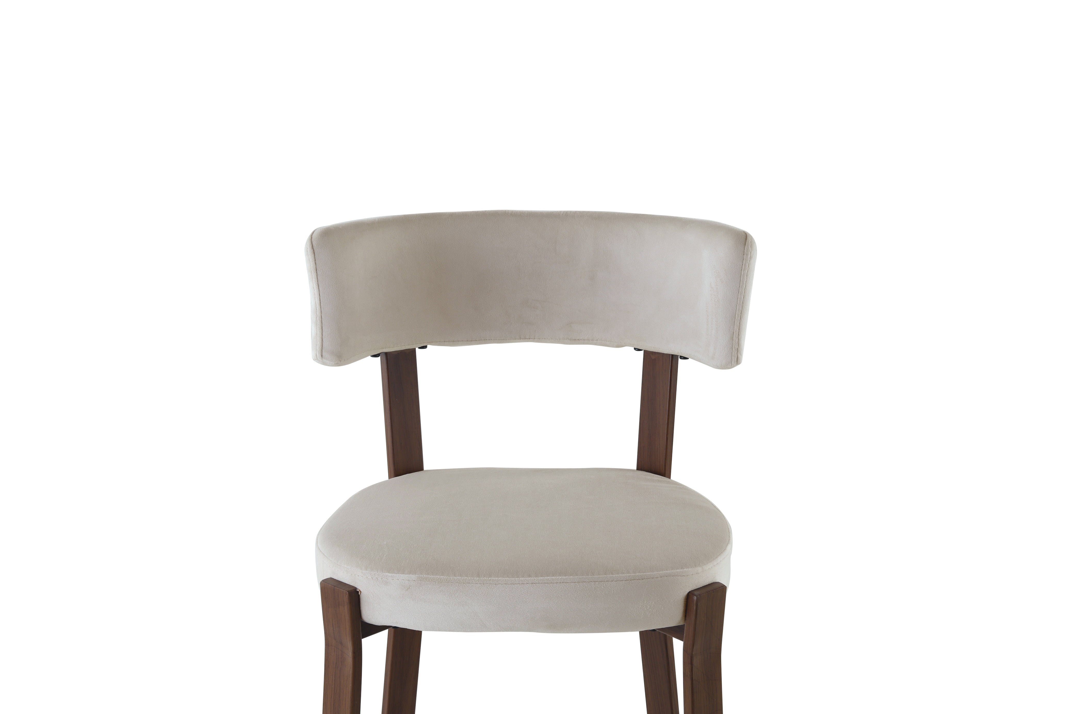 Lot de 4 chaises de salle à manger en velours beige pieds métal effet noyer  NORDIK
