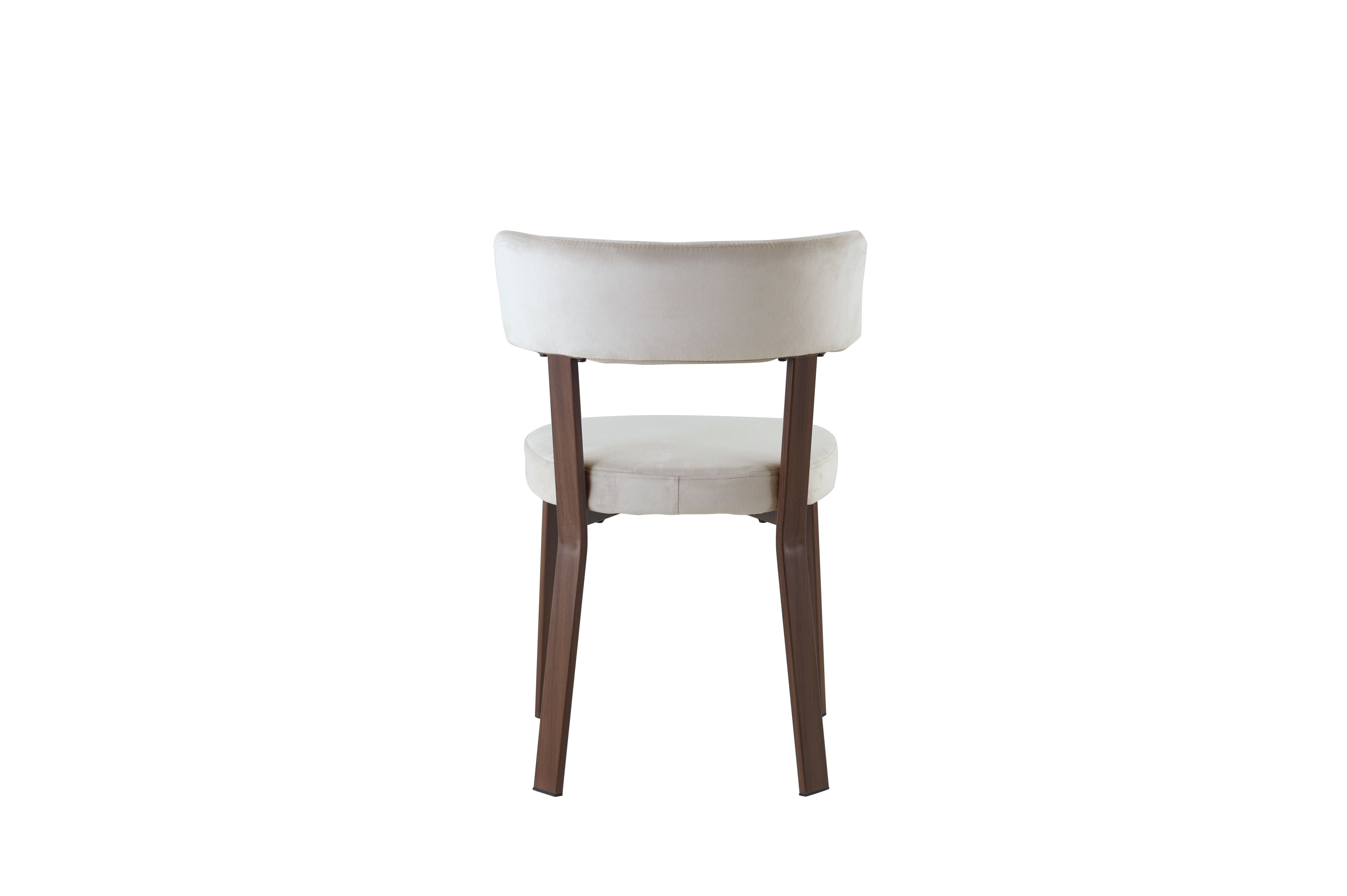 Lot de 4 chaises de salle à manger en velours beige pieds métal effet noyer  NORDIK