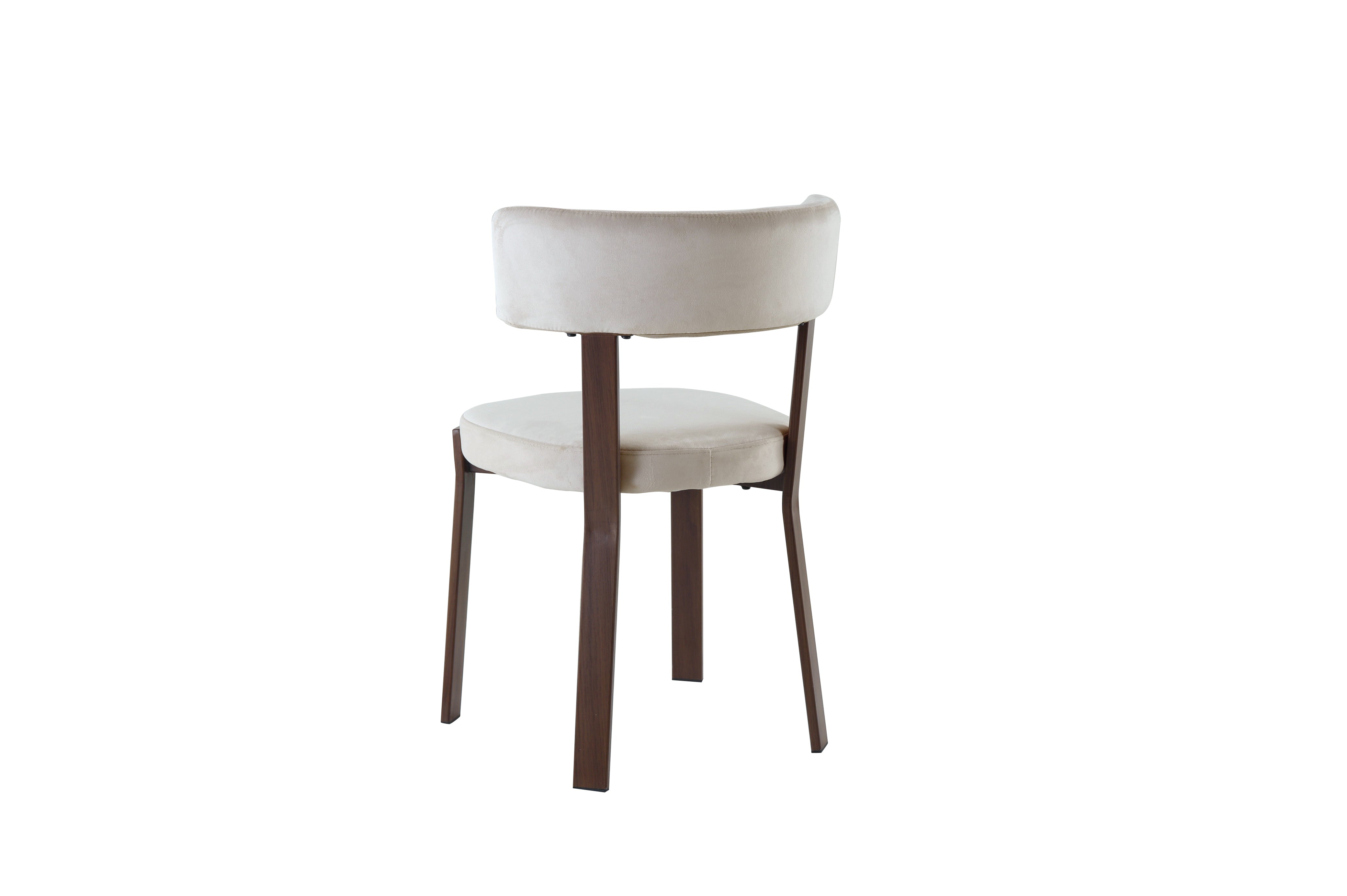 Lot de 4 chaises de salle à manger en velours beige pieds métal effet noyer  NORDIK