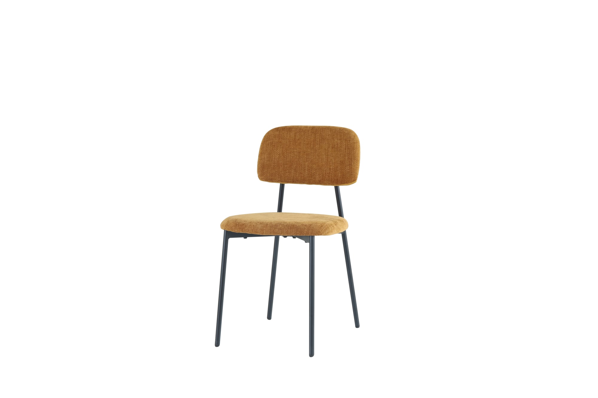 CHAISE AZRA PIED METAL NOIR ASSISES TISSU HERITAGE OCRE