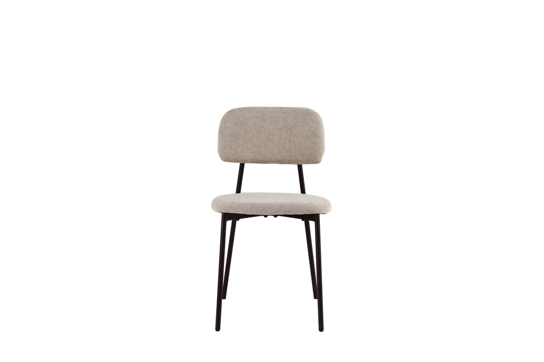 CHAISE AZRA PIED METAL NOIR ASSISES TISSU HERITAGE SABLE