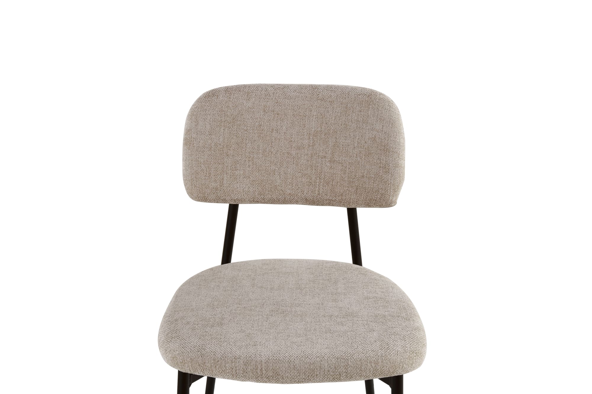 CHAISE AZRA PIED METAL NOIR ASSISES TISSU HERITAGE SABLE