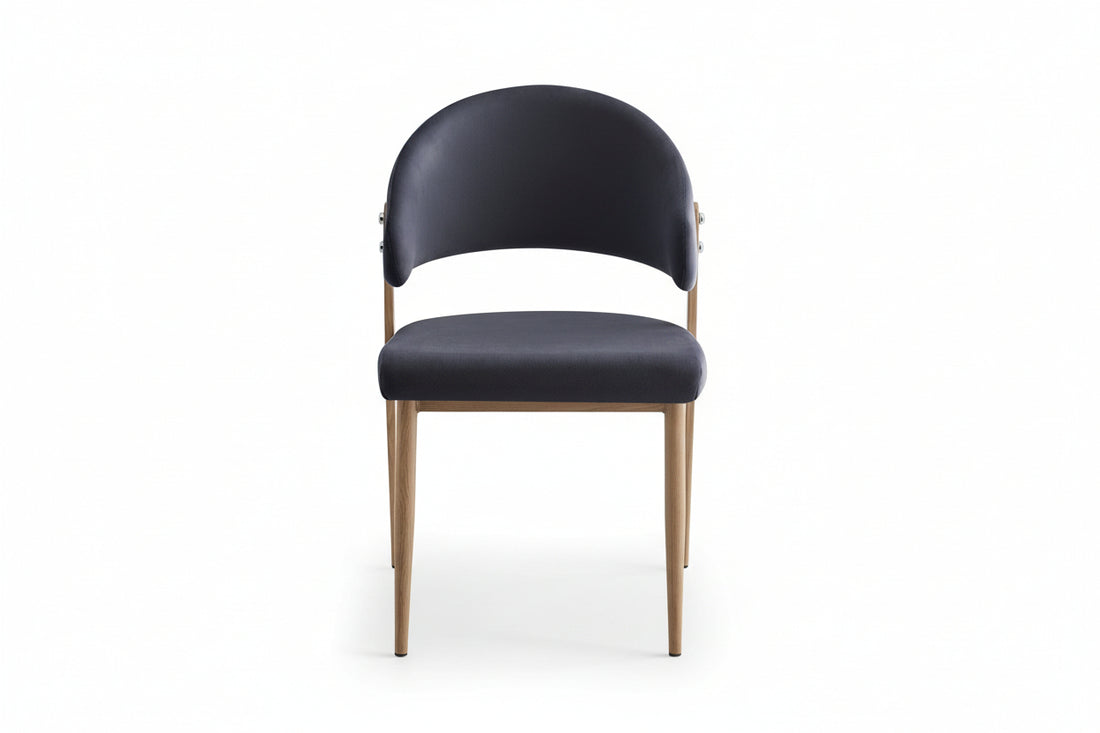 Lot de 4 chaises salle à manger velours anthracite pieds effet bois LAMIA #couleur_anthracite