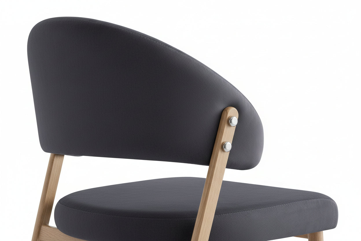 Lot de 4 chaises salle à manger velours anthracite pieds effet bois LAMIA #couleur_anthracite