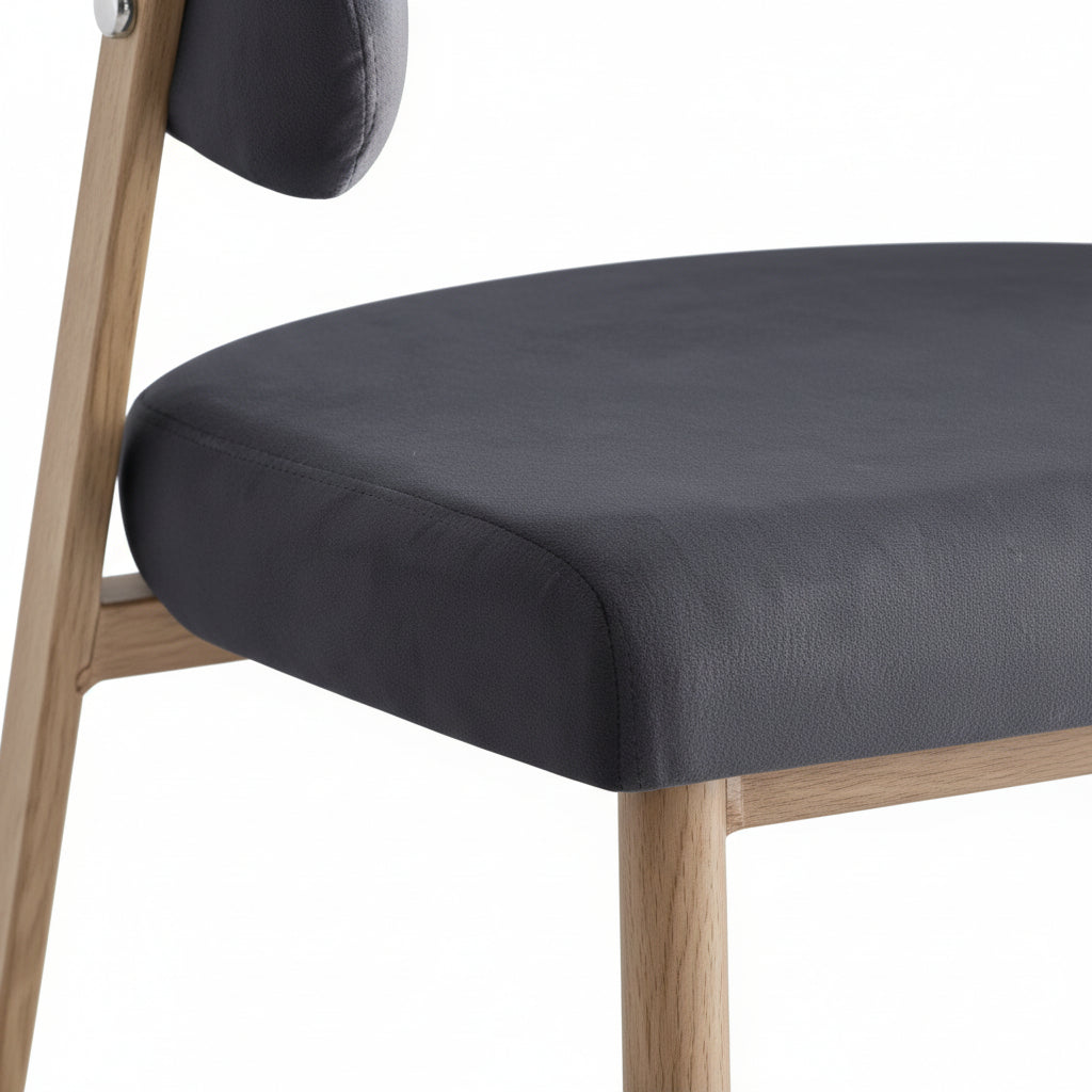 Lot de 4 chaises salle à manger velours anthracite pieds effet bois LAMIA #couleur_anthracite