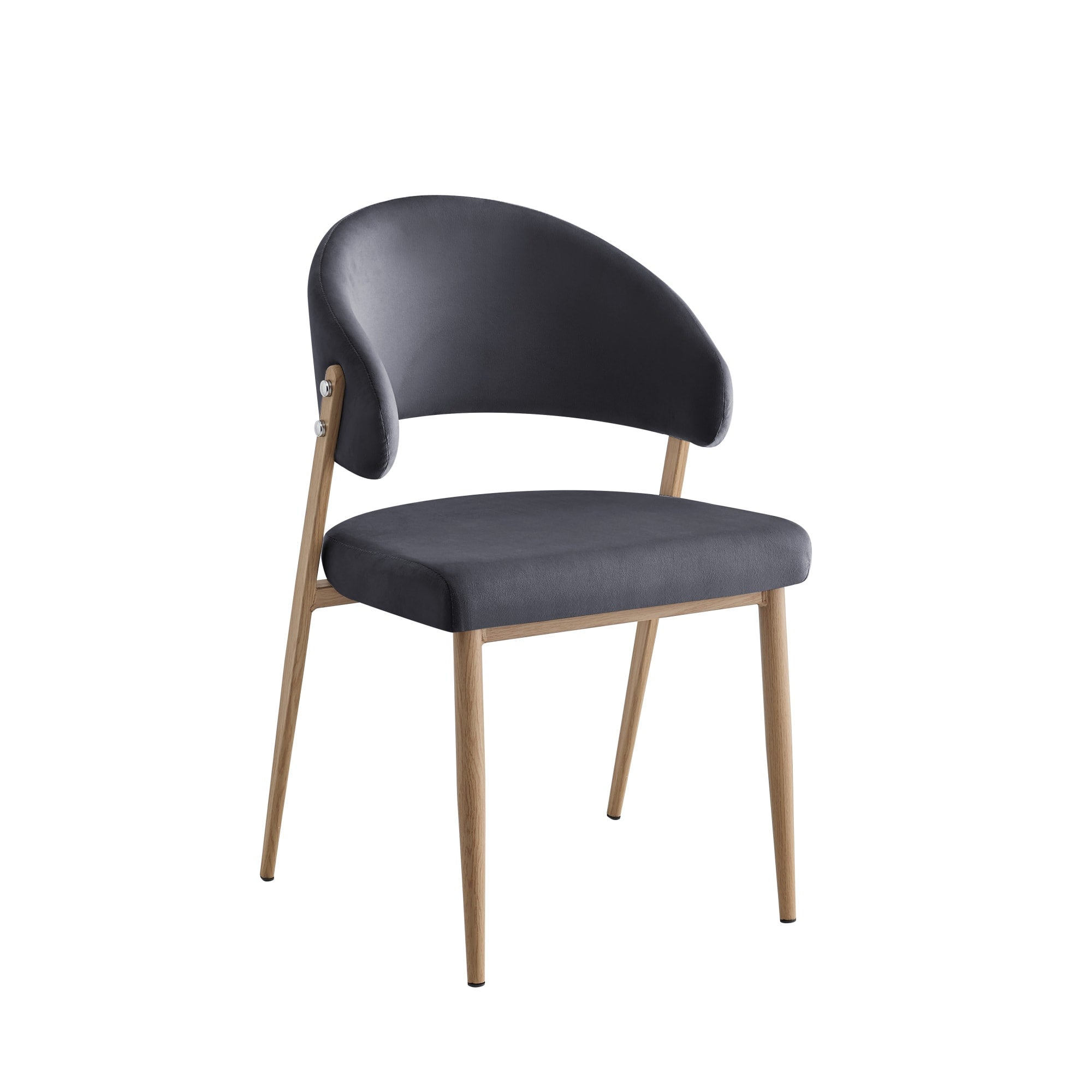 Lot de 4 chaises salle à manger velours anthracite pieds effet bois LAMIA #couleur_anthracite