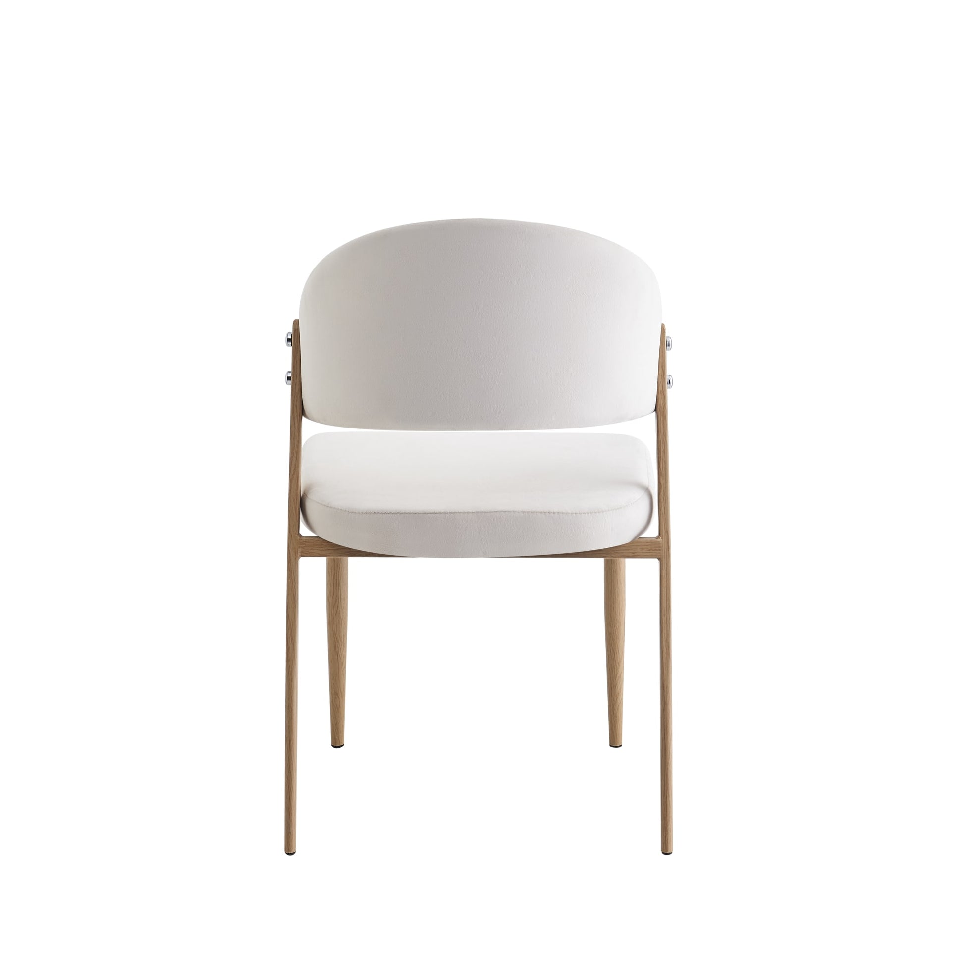 Lot 4 chaises salle à manger velours beige pieds effet bois LAMIA #couleur_beige