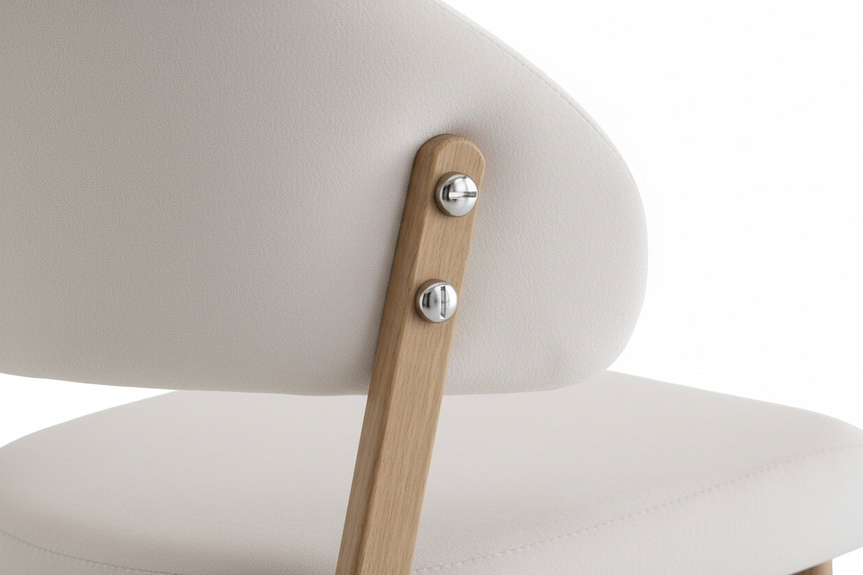 Lot 4 chaises salle à manger velours beige pieds effet bois LAMIA #couleur_beige