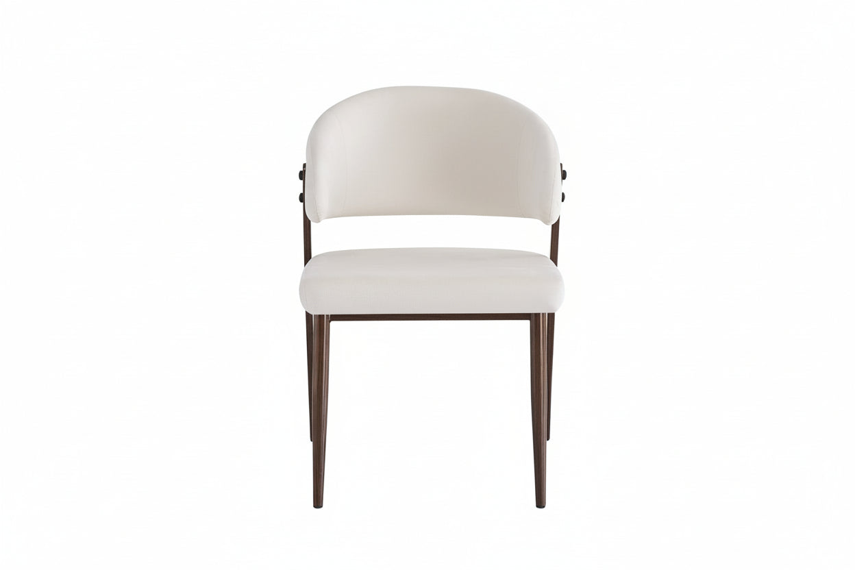Lot de 4 chaises salle à manger velours beige pieds effet noyer métal LAMIA #couleur_beige