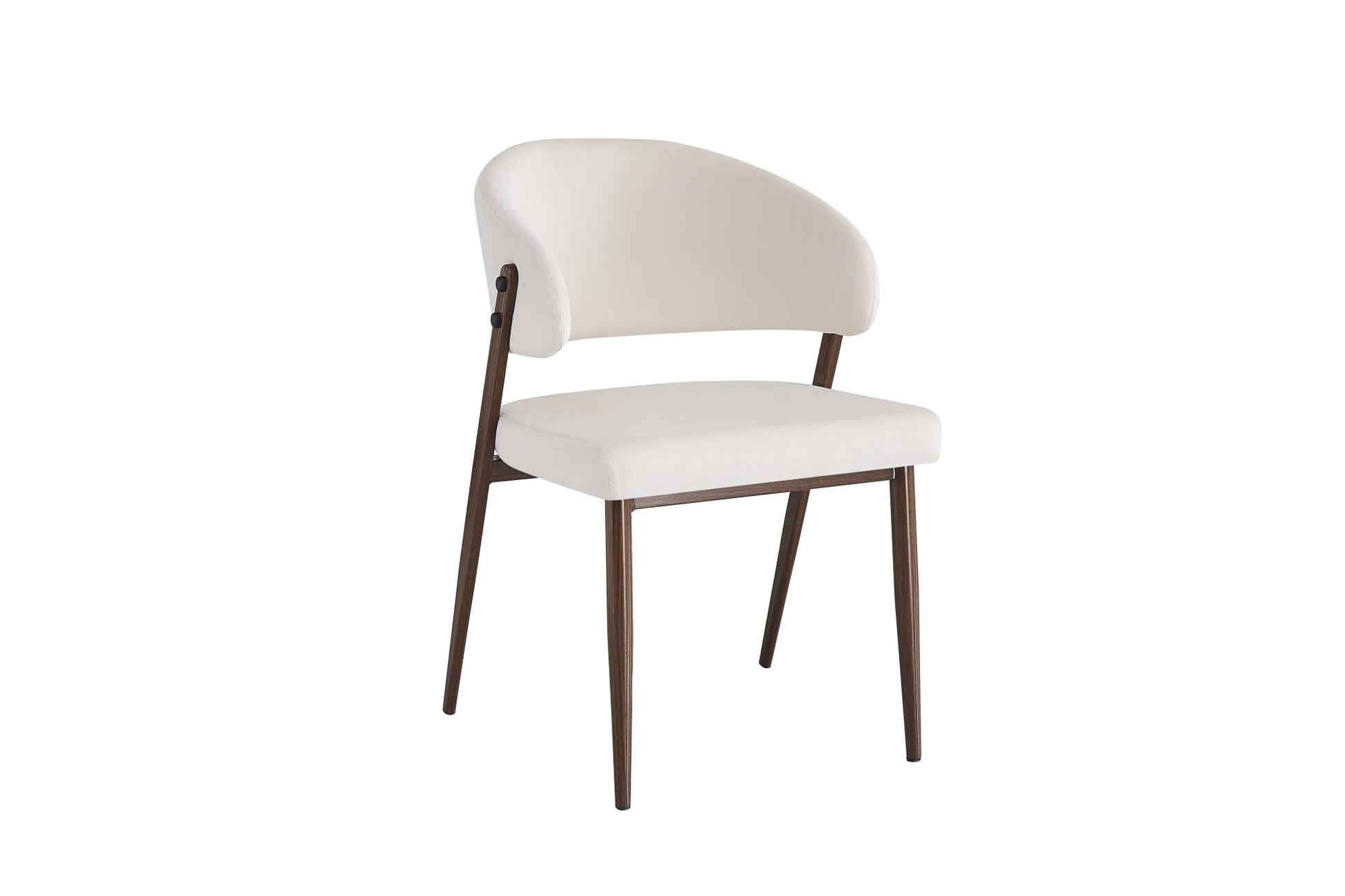 Lot de 4 chaises salle à manger velours beige pieds effet noyer métal LAMIA #couleur_beige