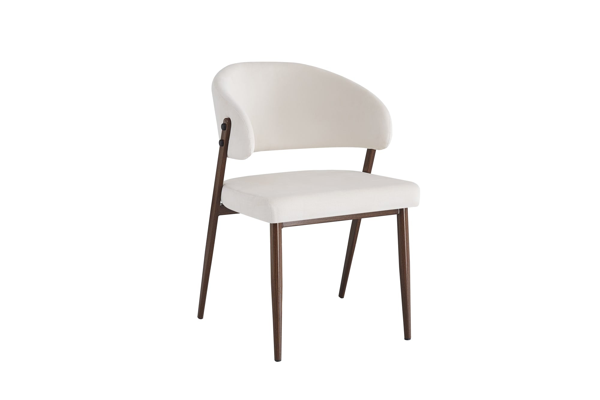 Lot de 4 chaises salle à manger velours beige pieds effet noyer métal LAMIA #couleur_beige