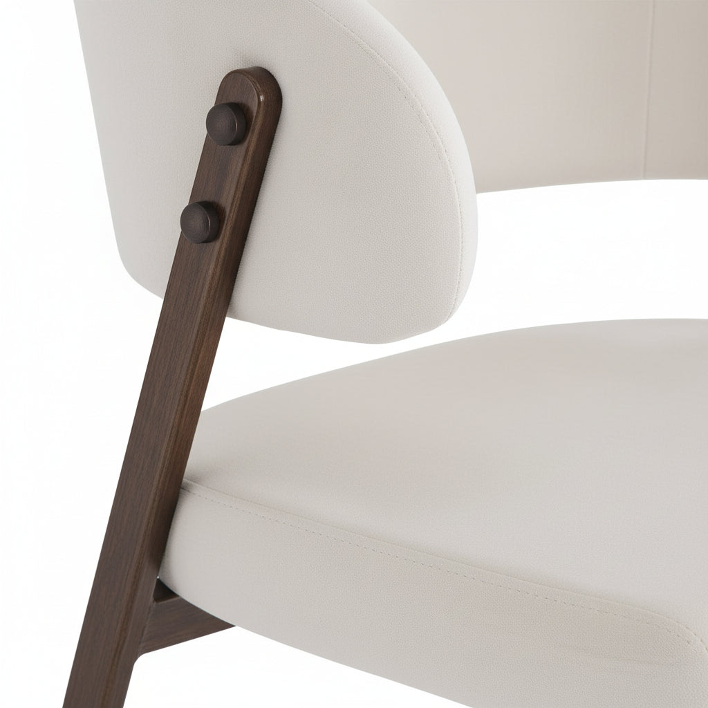 Lot de 4 chaises salle à manger velours beige pieds effet noyer métal LAMIA #couleur_beige
