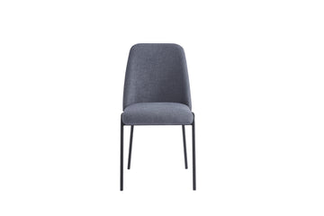 Chaise CALI Métal Noir Tissu effet lin #couleur_anthracite