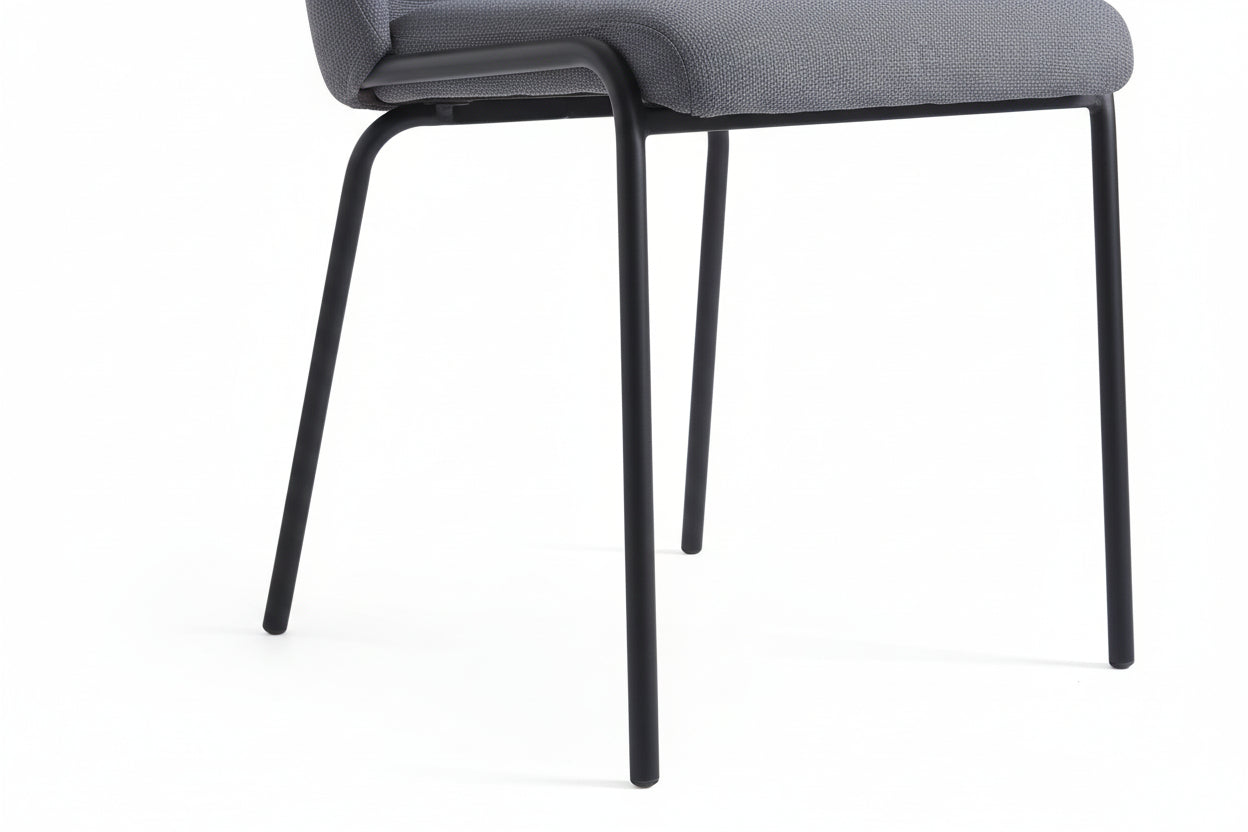 Lot 4 Chaises Salle à Manger Tissu Effet Lin Anthracite CALI
