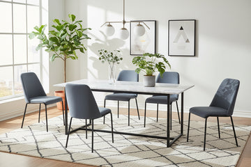 Lot 4 Chaises Salle à Manger Tissu Effet Lin Anthracite CALI