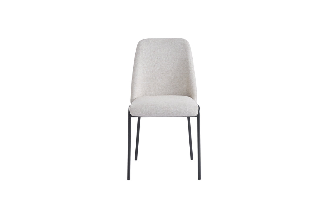 Chaise CALI Métal Noir Tissu effet lin #couleur_beige