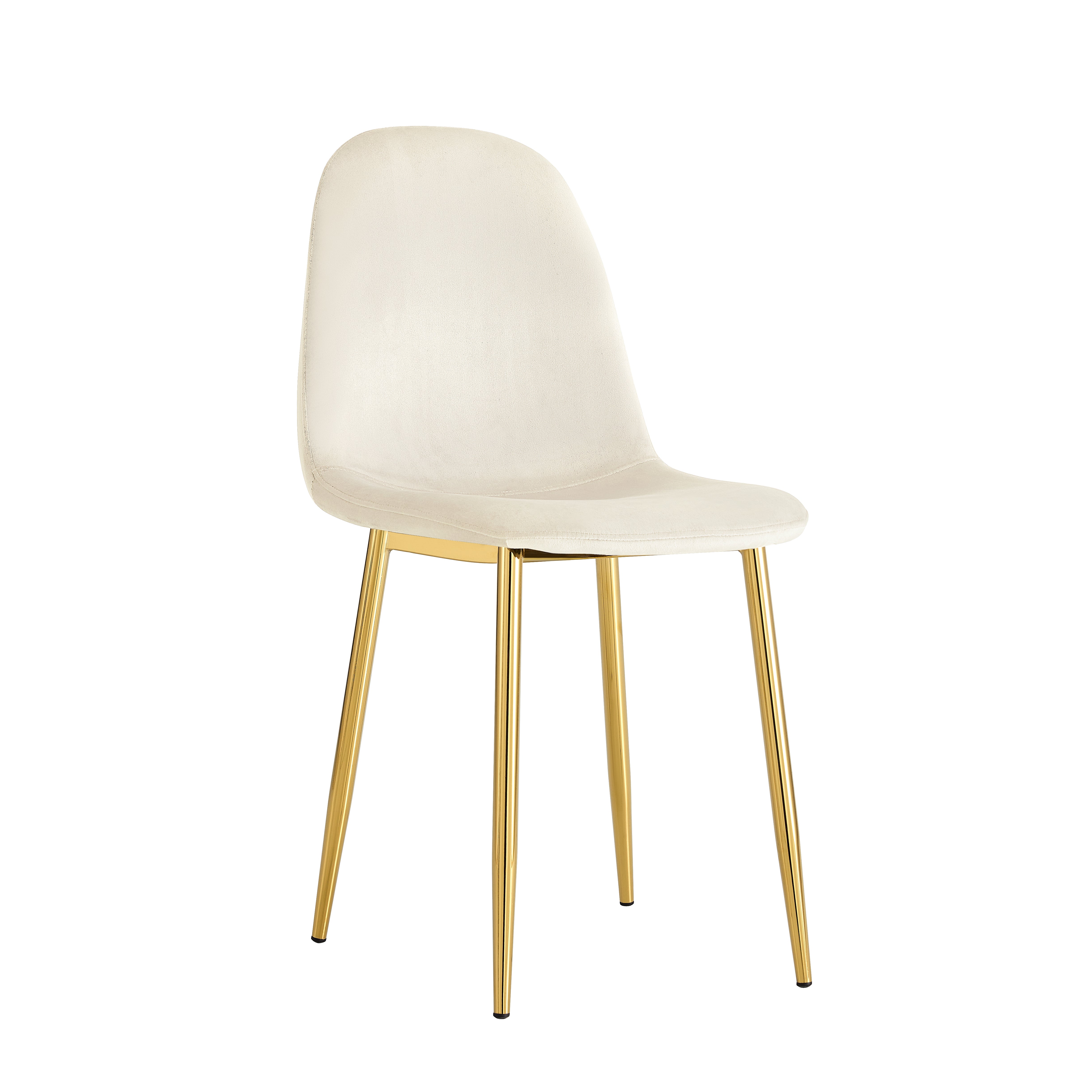 Lot de 4 chaises SCANDINAVE en velours beige pieds Gold