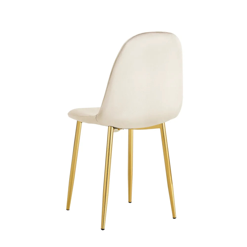 Lot de 4 chaises SCANDINAVE en velours beige pieds Gold