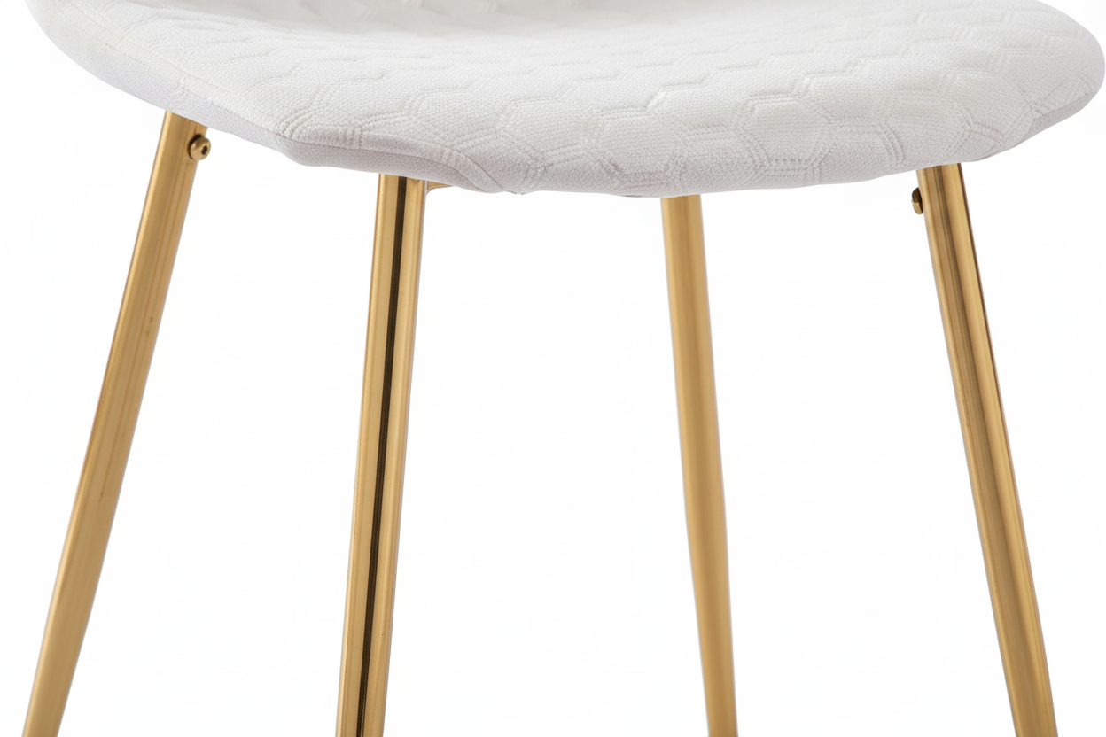 Lot 4 Chaises Salle à Manger Scandinaves Abeille Velours Beige Pieds Gold